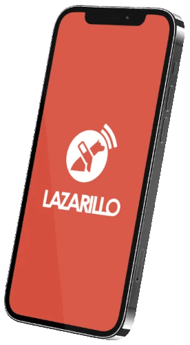imagen de un teléfono móvil con el logotipo de la app de Lazarillo